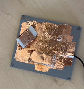 Lay Copper Tape and Foam Square on Plate