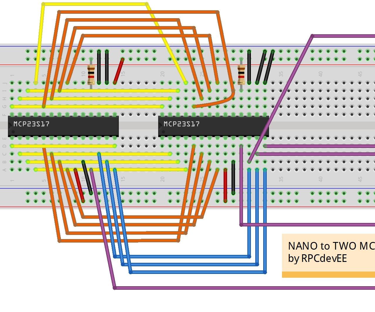 Arduino NANO Tests 2 MCP23S17 IO Xpanders
