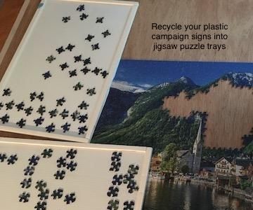 Recycle Your Plastic Campaign Signs Into Jigsaw Puzzle Trays