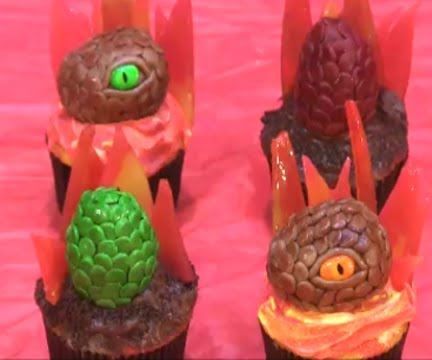 Chocolate Dragon Egg and Head Cupcake Toppers