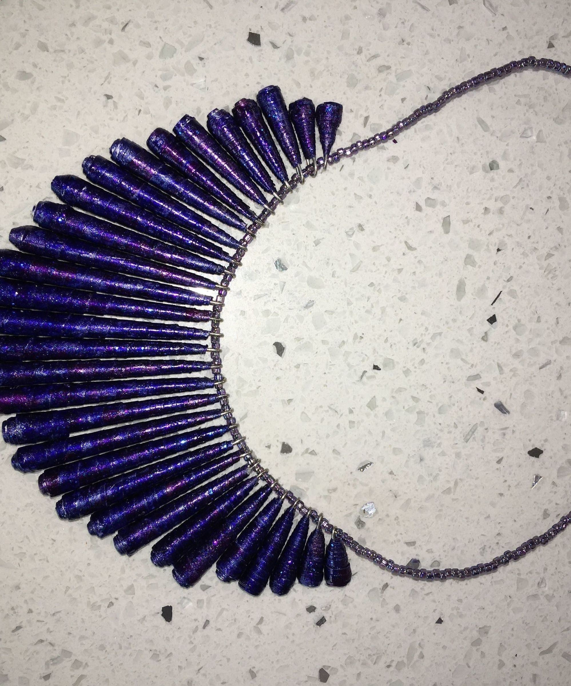 Paper Bead Galaxy Fan Necklace