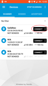 Scan for Device and “Connect” Using NRFConnect Android Tool
