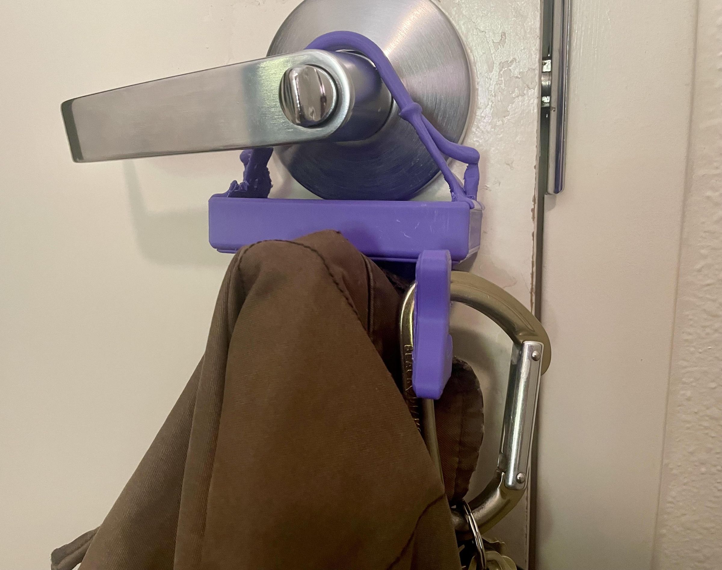 3D Printed Coat Hook and Key Holder That Hangs From a Door Handle, Made Using Generative Design