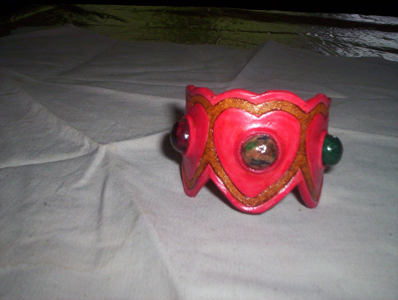 Leather Heart Bracelet With Inlaid Leather Stones