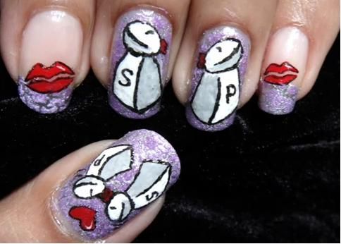 SALT AND PEPPER SPICY KISSES NAIL ART