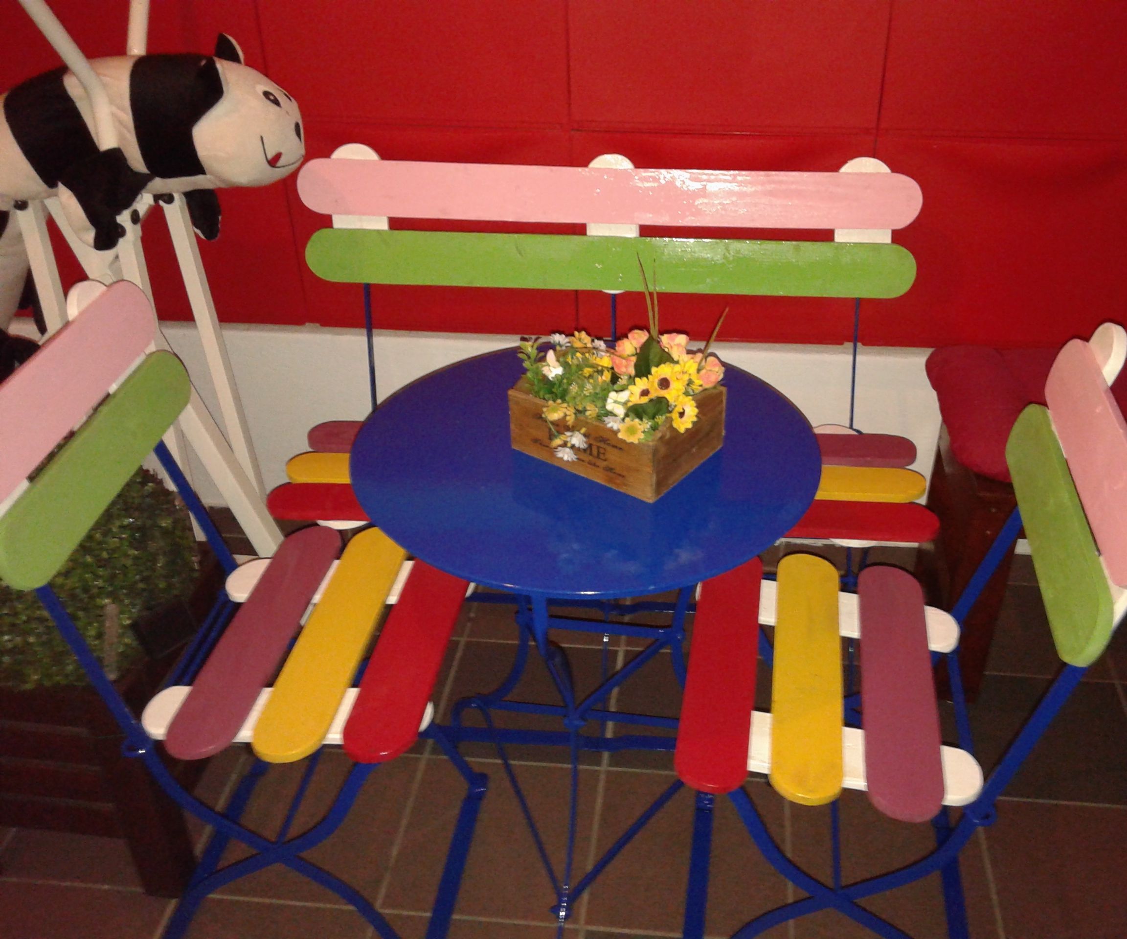 Colourful Bench and Chairs
