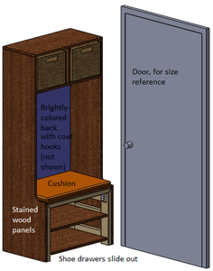 Coat-rack With Sliding Shoe Drawers