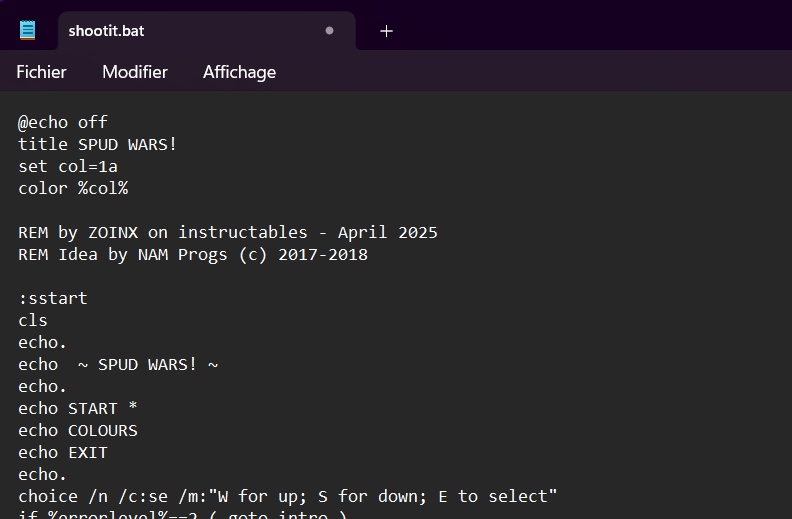 SHOOTER DEMO ASCII Batch File Game : 3 Steps - Instructables