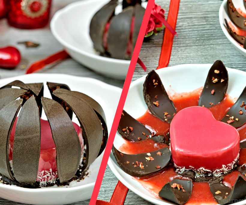 Heart Shaped Chocolate Dessert With Mirror Glaze