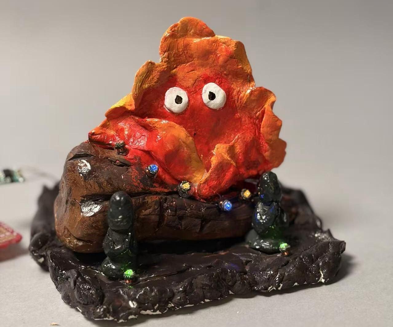 Wireless Calcifer--Star Light Lamp: Sculpting a Tangible Focus Totem With Hot Glue, Clay.