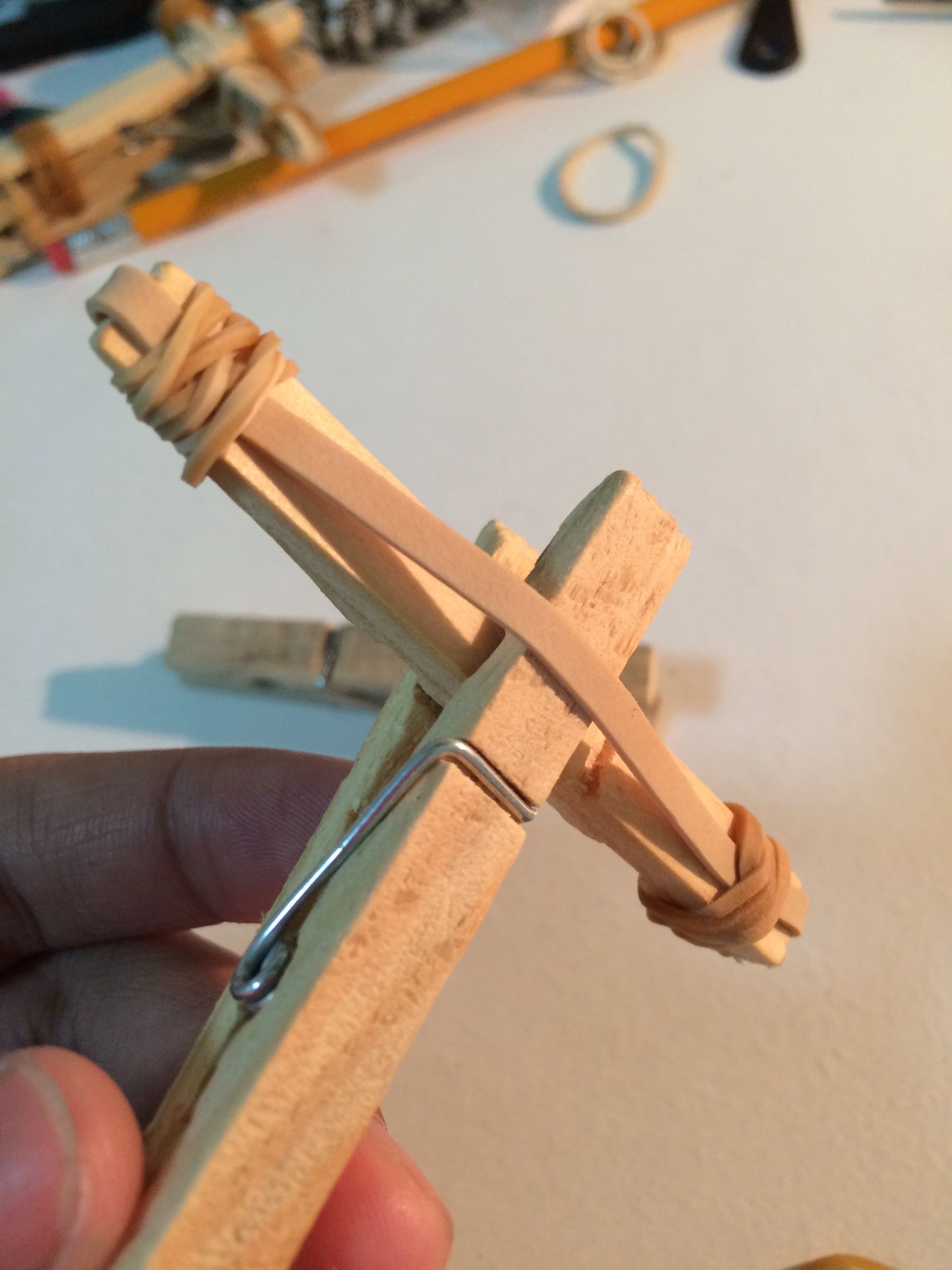 How to Make a Mini Clothespin Crossbow 7 Steps Instructables