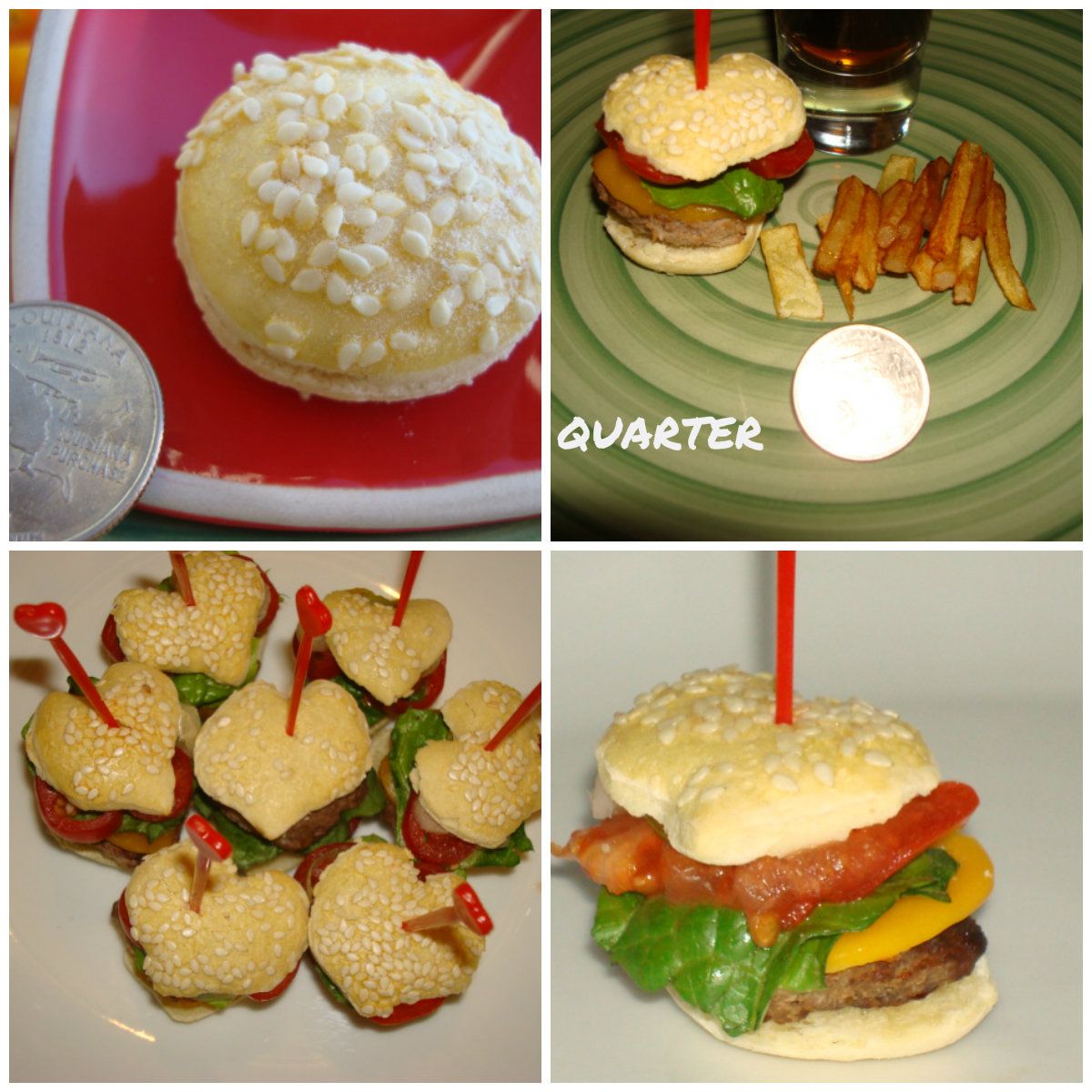 Heart Shaped Mini Cheese Burgers With French Fries