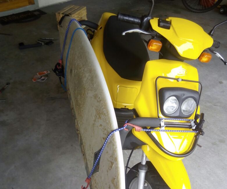 $20 Surfboard Rack for scooter. Take two