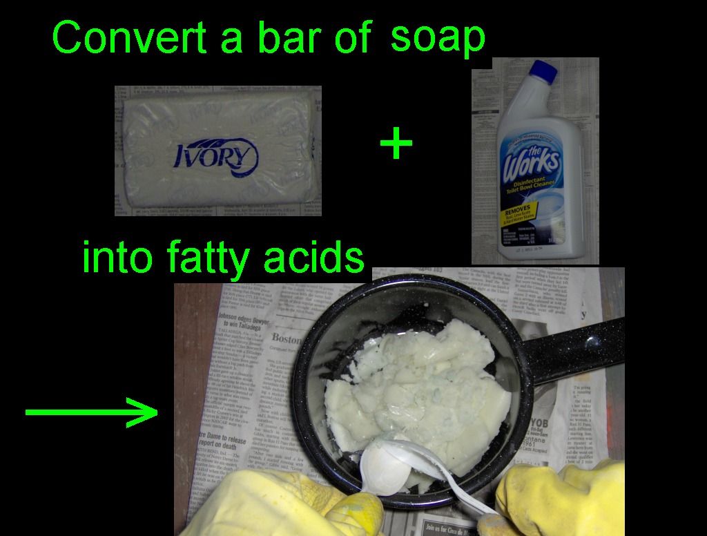 Convert a bar of soap into fatty acids