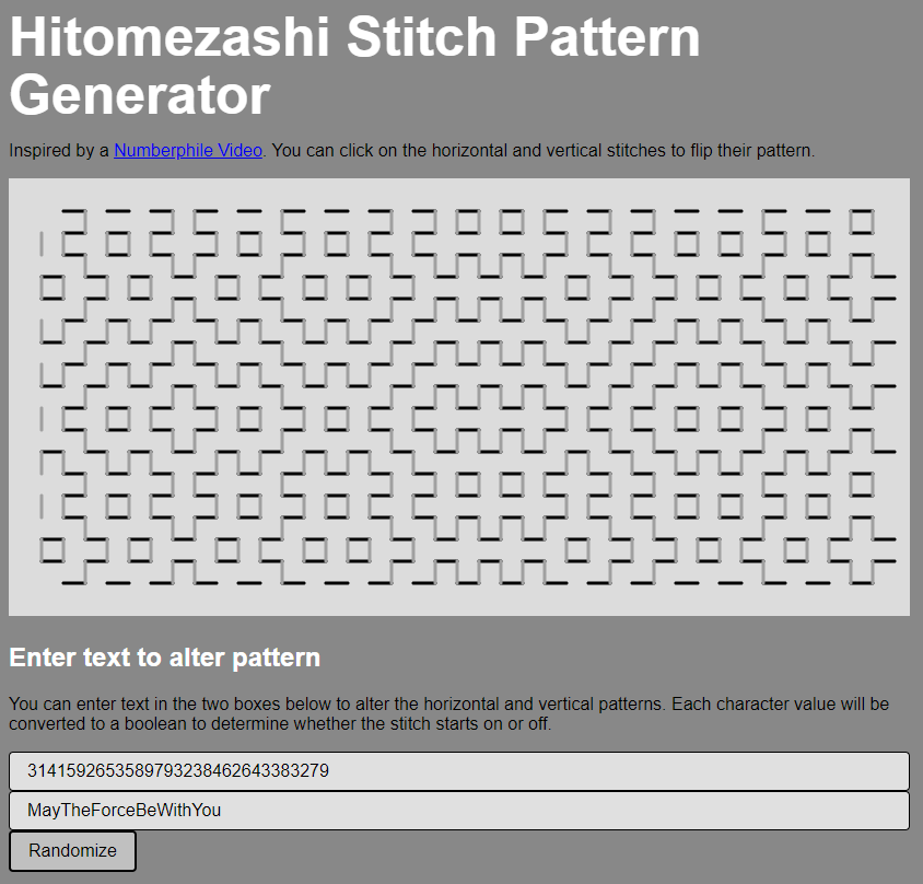 Hitomezashi Stitch Pattern Generator page 6 Steps Instructables