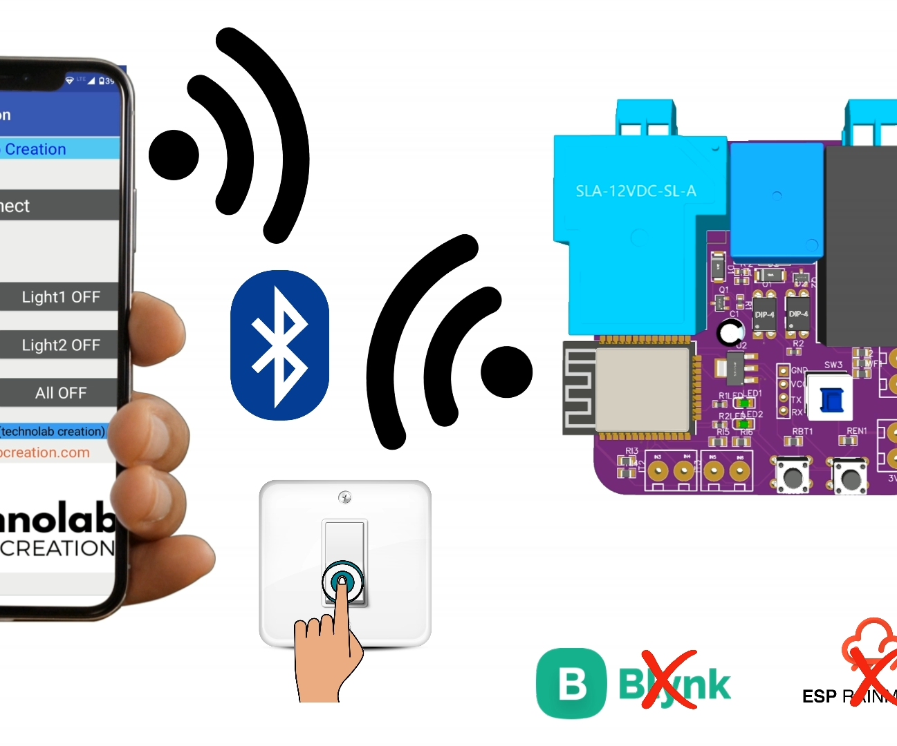 Bluetooth & Manual Controlled Heavy Load Devices Using 30Amp PCB.