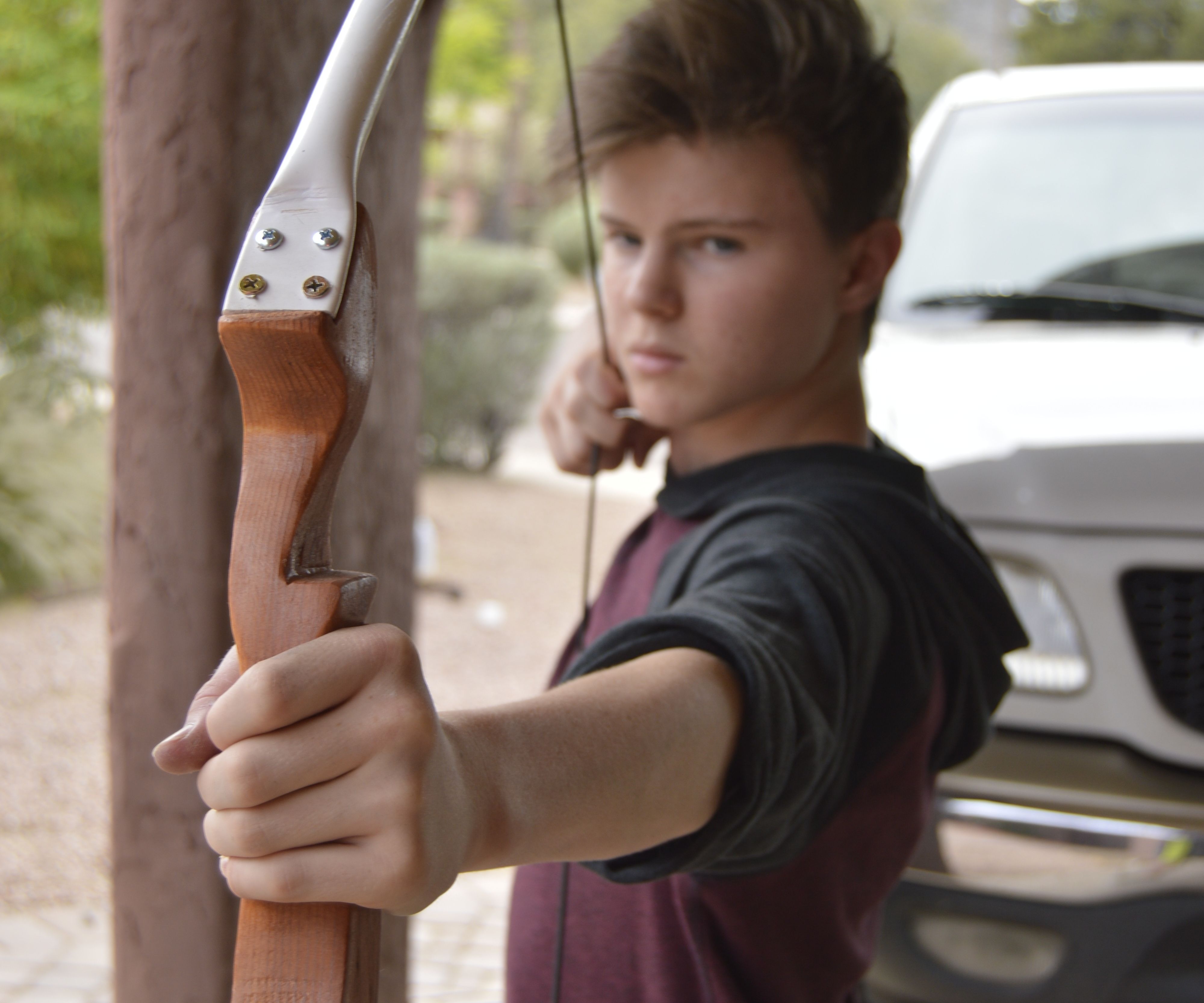Handcrafted Wooden Recurve Bow Made by a 14 Year Old