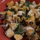Steamy-saute- Sweet Potatoes with sesame seeds and Cilantro Lime Herb Salsa