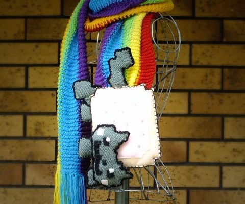 Nyan Cat Scarf Knitted