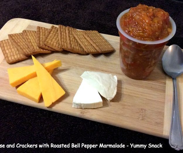 Cheese and Crackers With Roasted Bell Pepper Marmalade