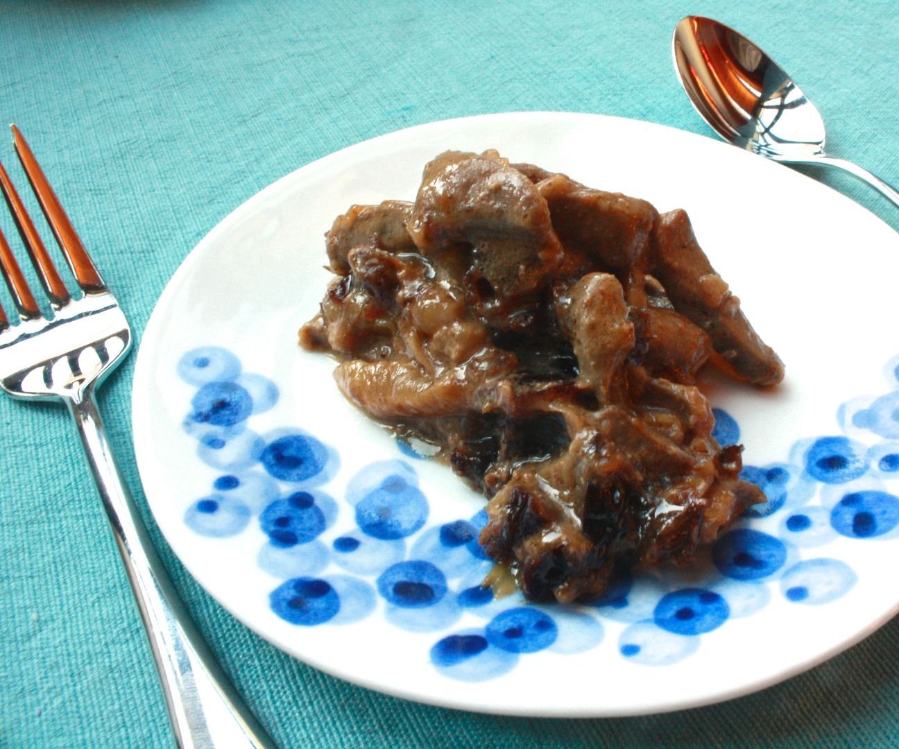 Grass-fed Beef Liver With Brown Butter Carmelized Onions and Dried California Plums