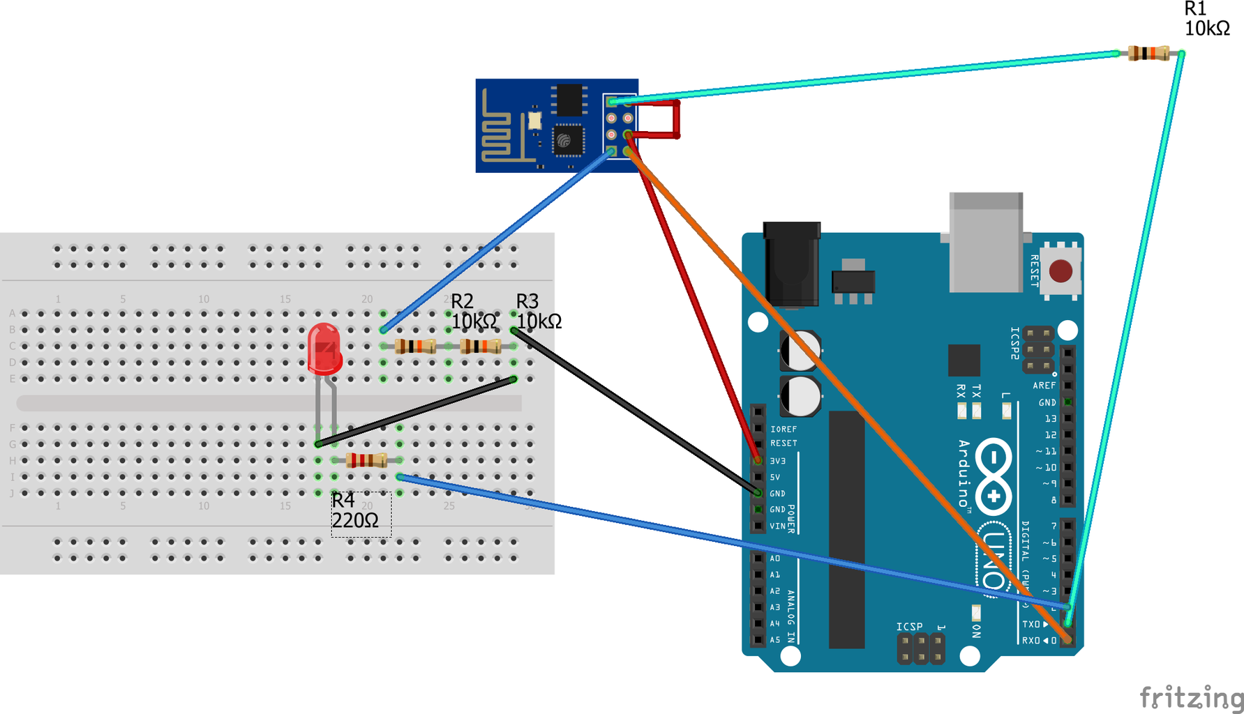 Connect Esp8266 and Led to Arduino