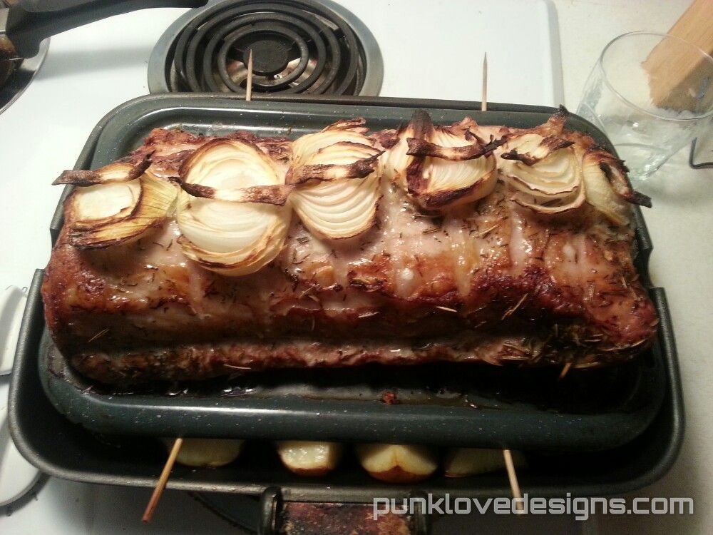 Garlic Roasted Pork Loin With Crispy Potatoes & Cracklin'