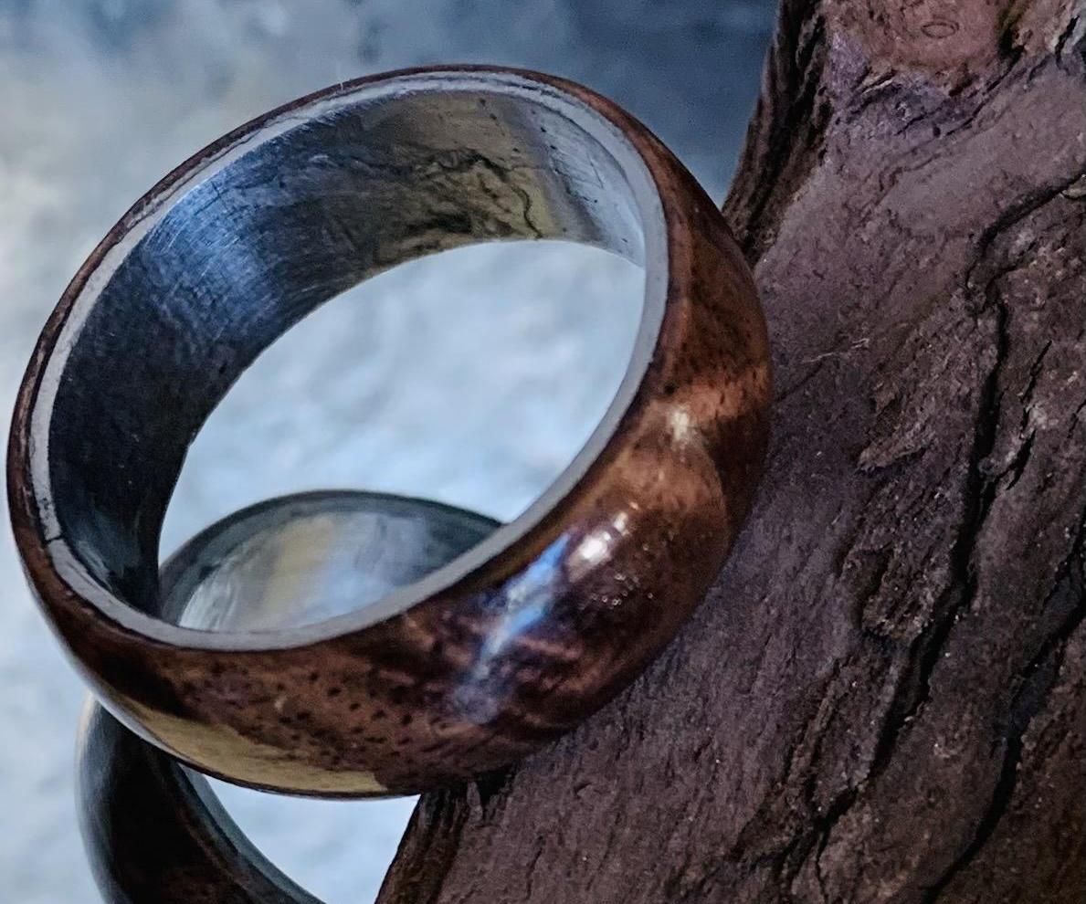 Handmade Walnut and Steel Ring