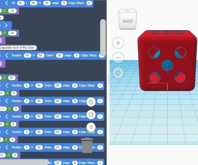 Noisy Dice: Using Tinkercad Codeblocks