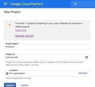Enabling the Google Assistant Cloud Project.
