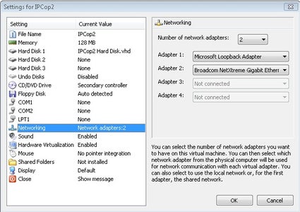 Installing IpCop Virtual Machine
