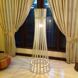 Easy Elegant Slat Wood Floor Lamp