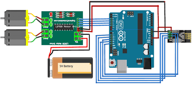 Gesture Controlled Robot Using Arduino : 7 Steps Circuit Diagram