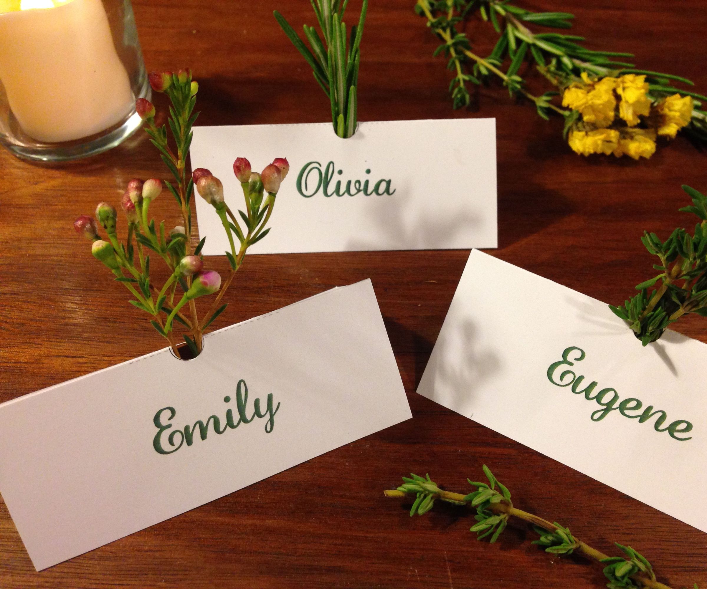 Herb scented placecards