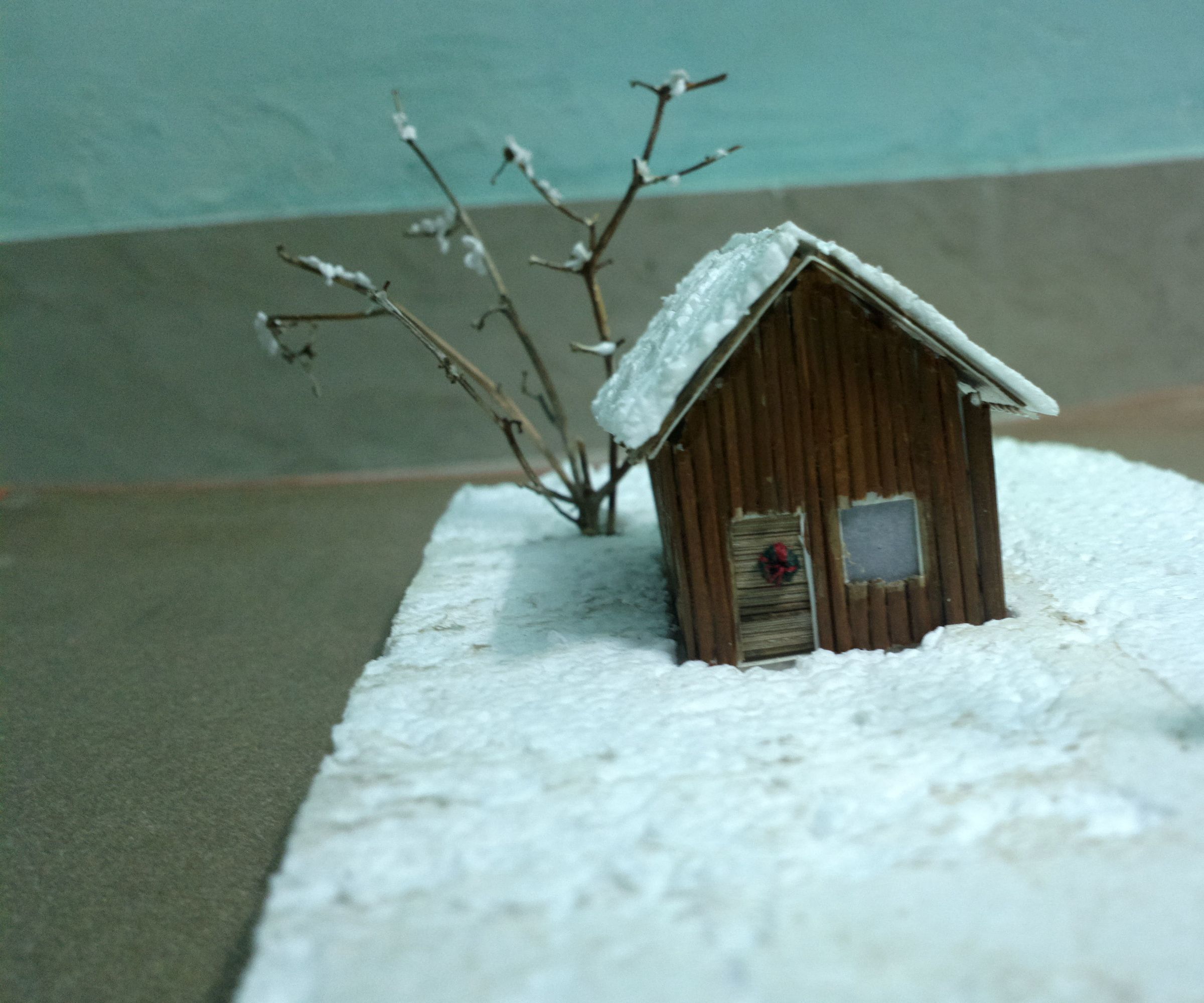 Miniature Cabin With Coconut Midrib and Card Board