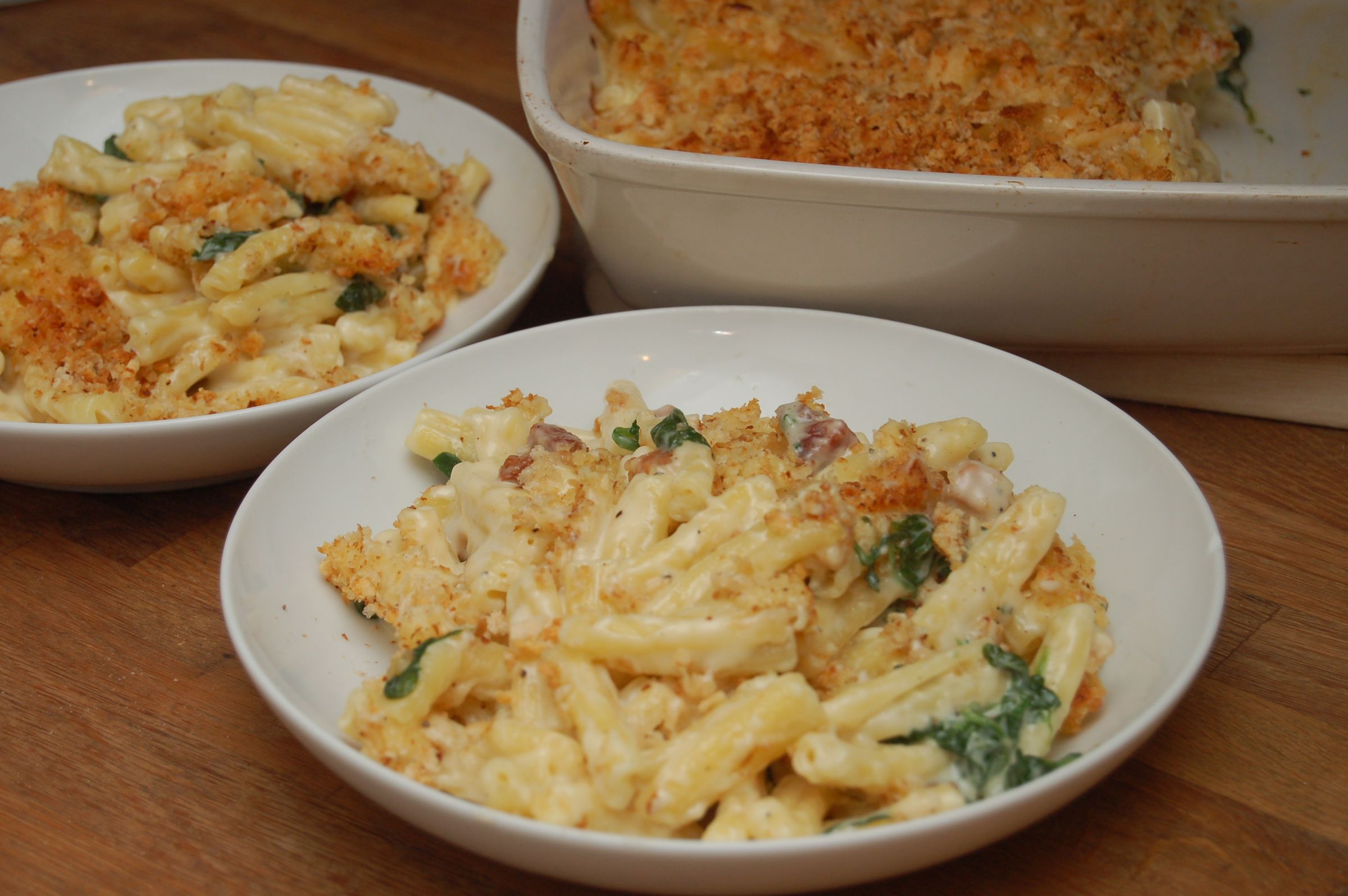 Awesome Macaroni Cheese With Pancetta & Spinach