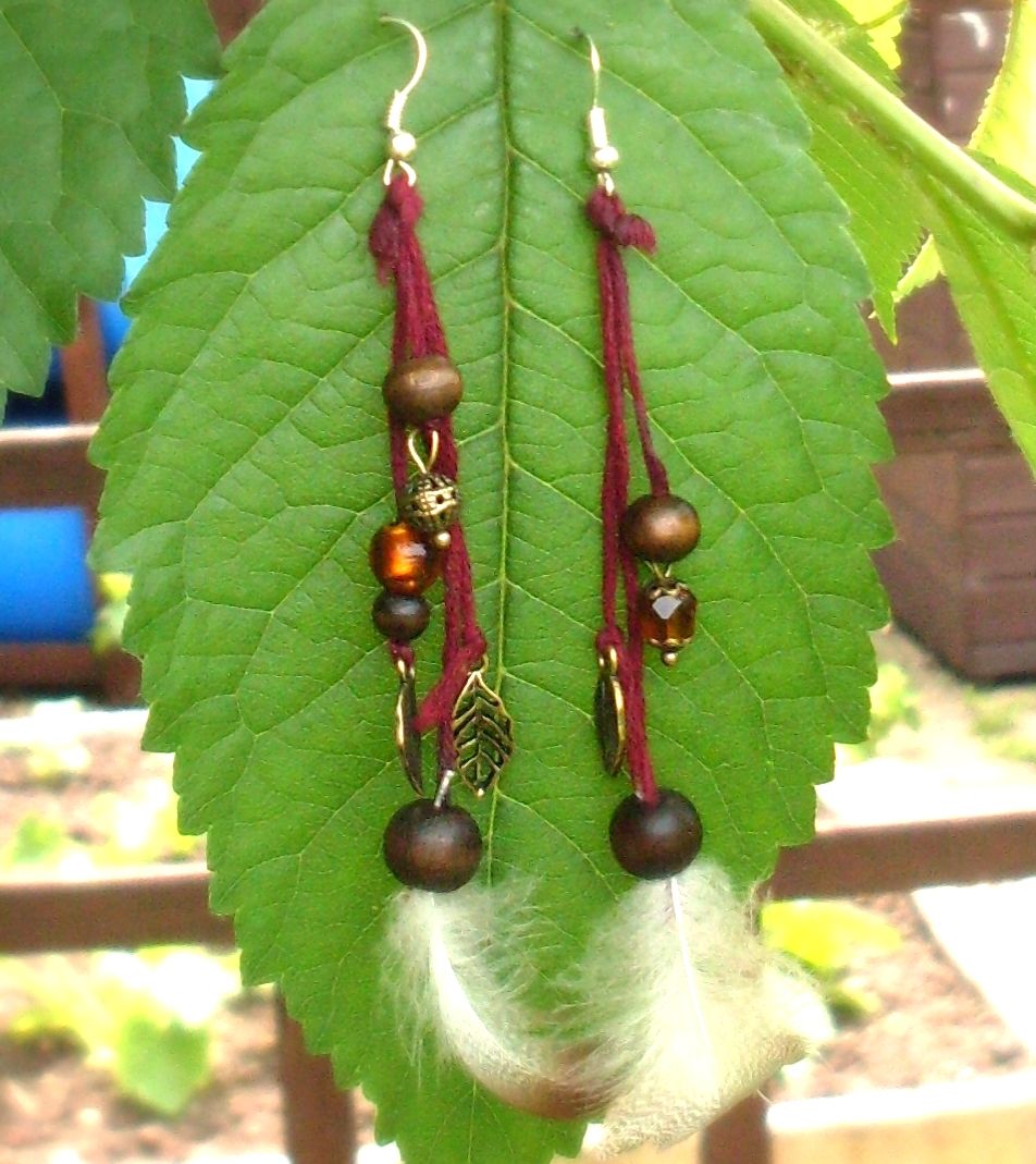 Beaded Feather Earrings