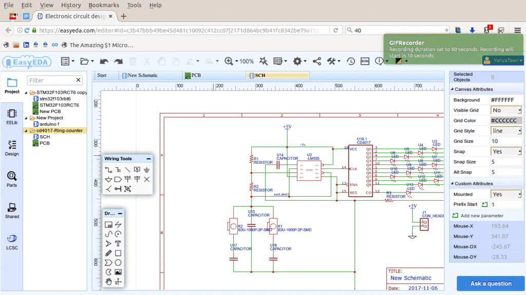 Testing EasyEDA: the Editor (Schematic)