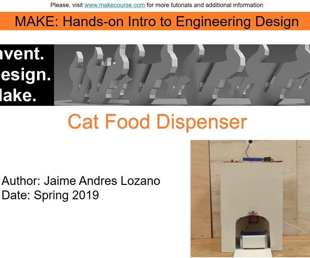 Arduino Project: Cat Food Dispenser