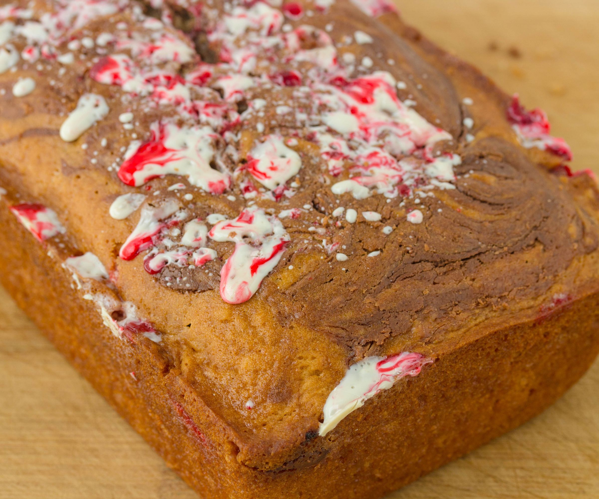 Chocolate Peanut Butter Candy Cane Swirl Bread 