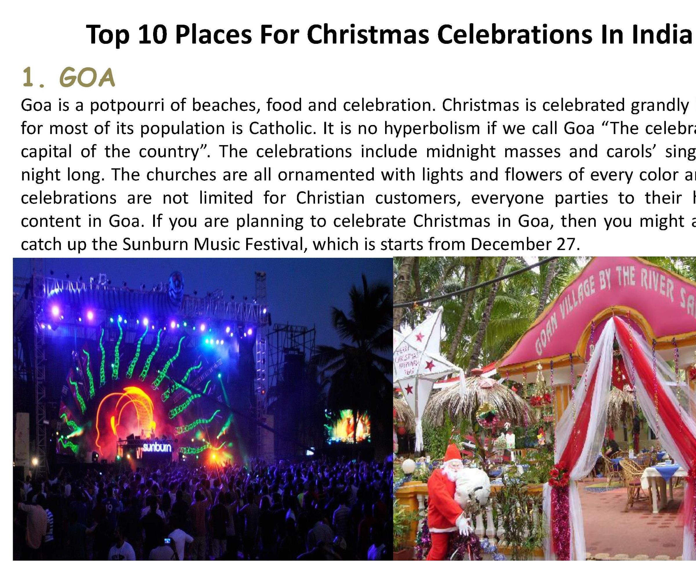 Top 10 Places for Christmas Celebrations in India