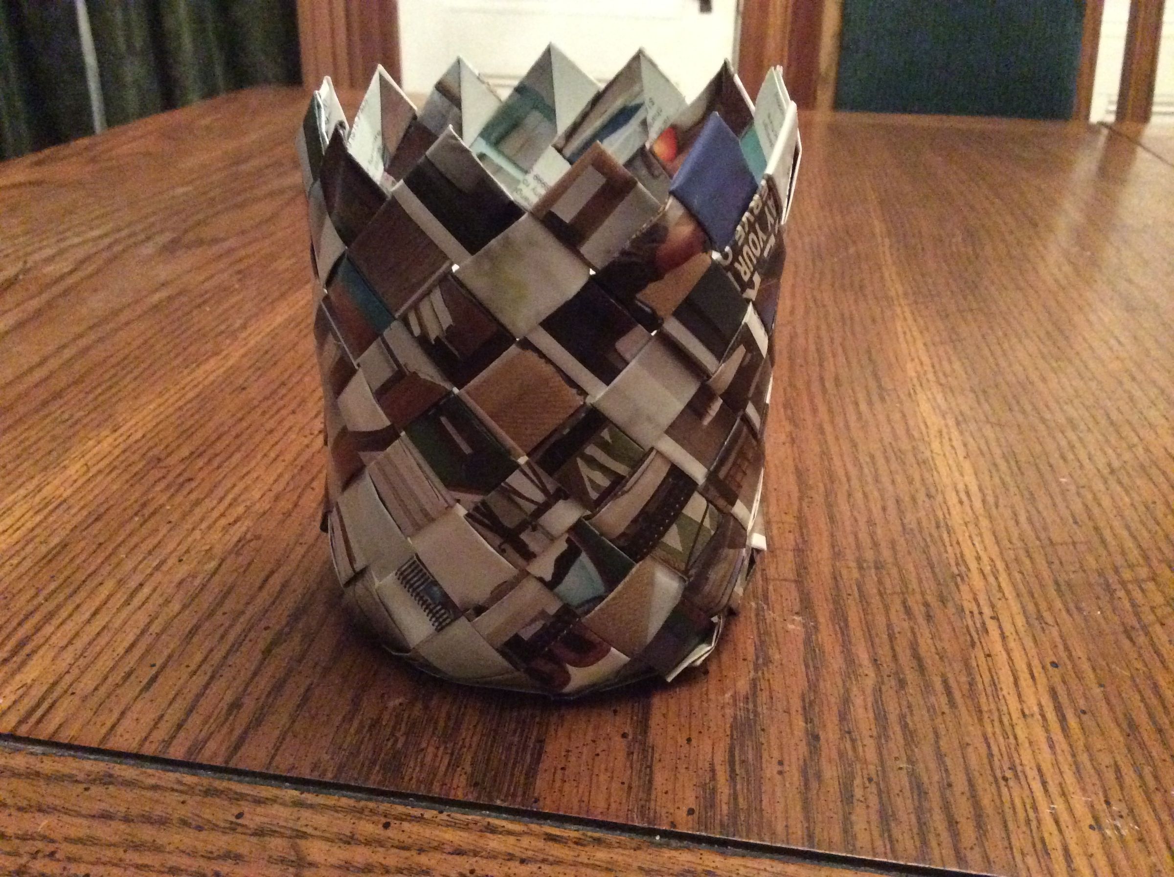 Diagonal Weave Catalog Basket - Cylinder Shaped