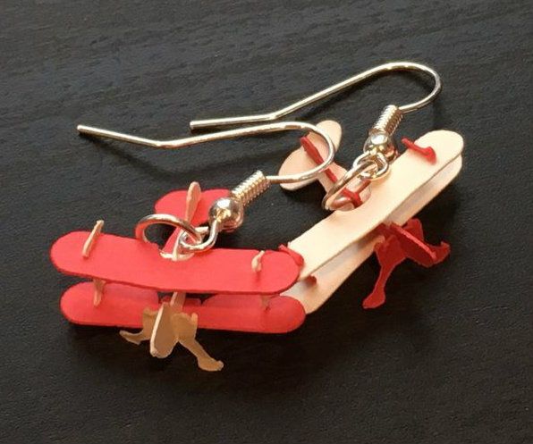 Biplane 3D Puzzle Earrings