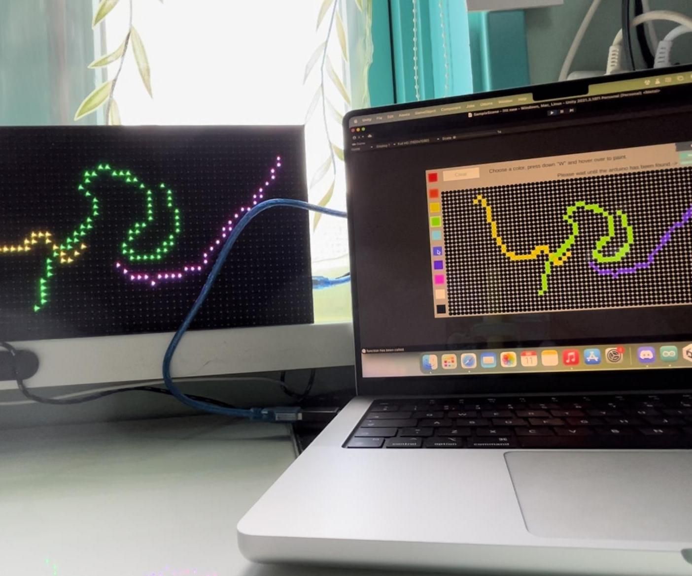 RGB LED Matrix, Aangestuurd Via Zelfgemaakte Unity (teken) App