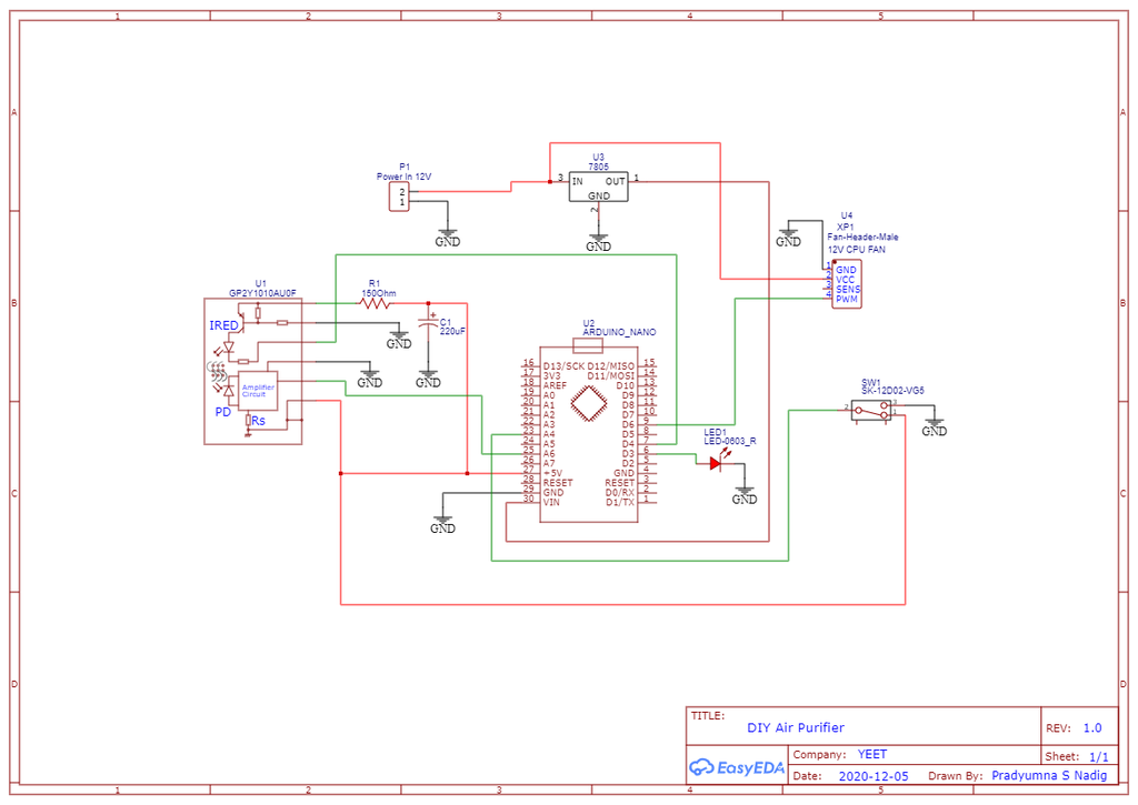 DIY HEPA carbon air purifier schematic diagram