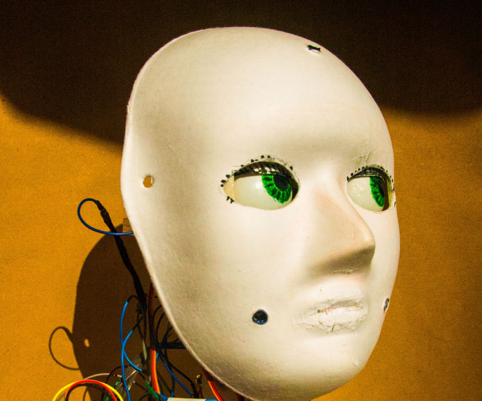 Robotic Head Directed to Light. From Recycled and Reused Materials