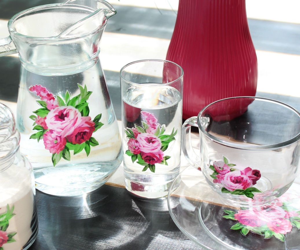 Vintage Floral Glassware