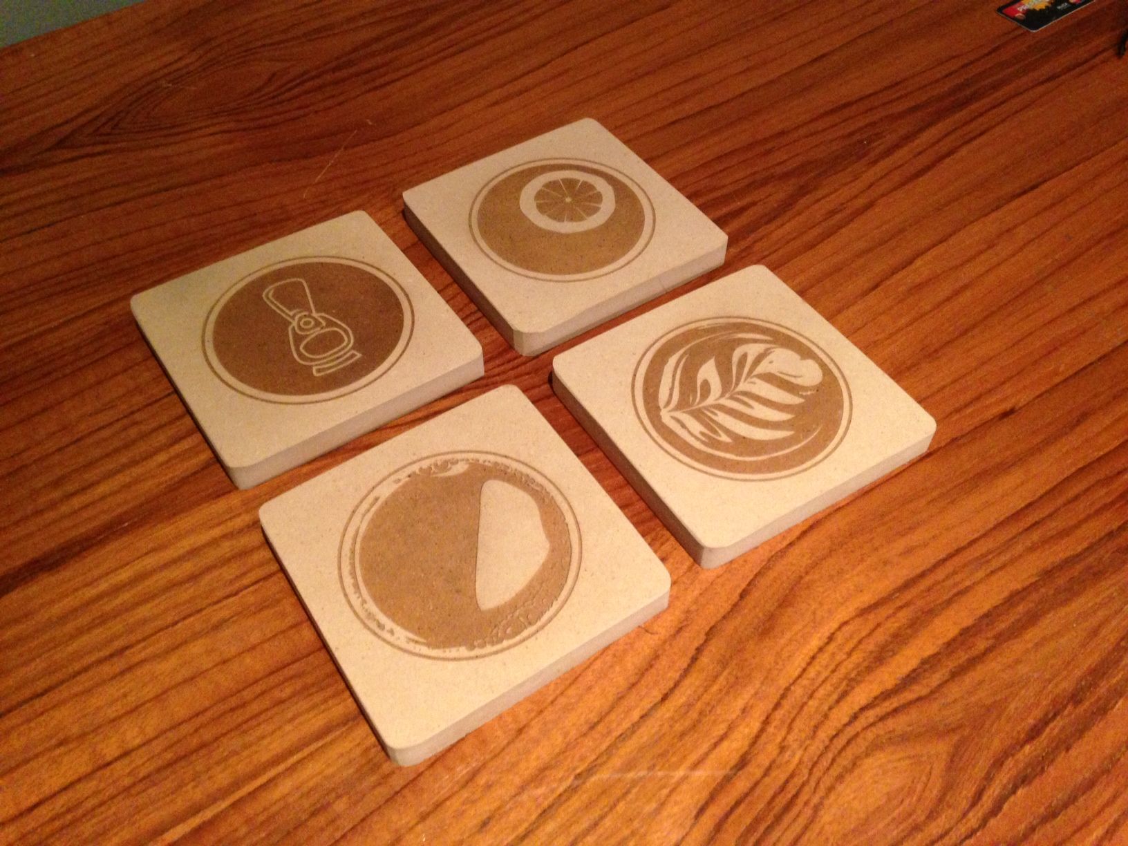 Fun wood coasters using laser cutter