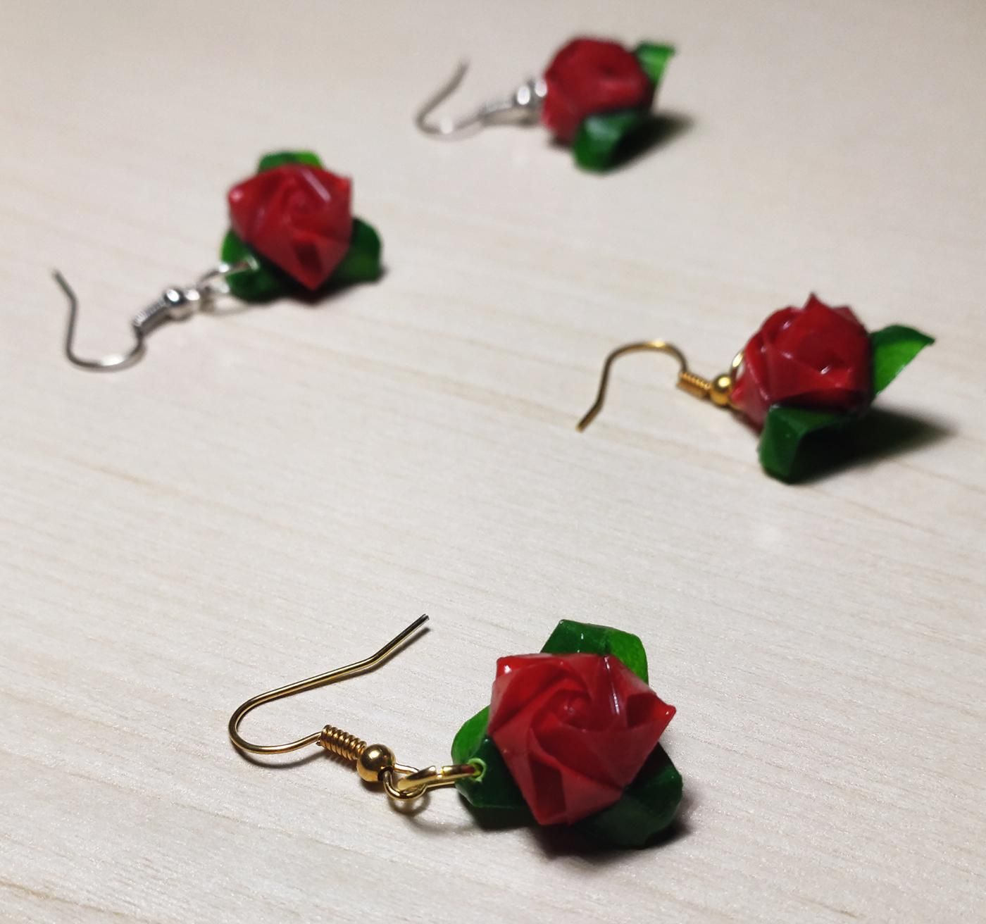 Mini Origami Rose Earrings : 9 Steps (with Pictures) - Instructables