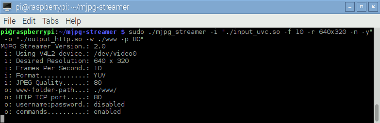 Run MJPG-streamer Server